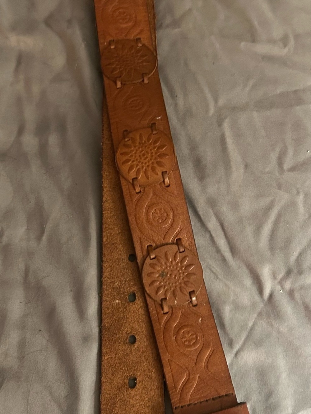 Women’s Embossed Brown Leather Belt